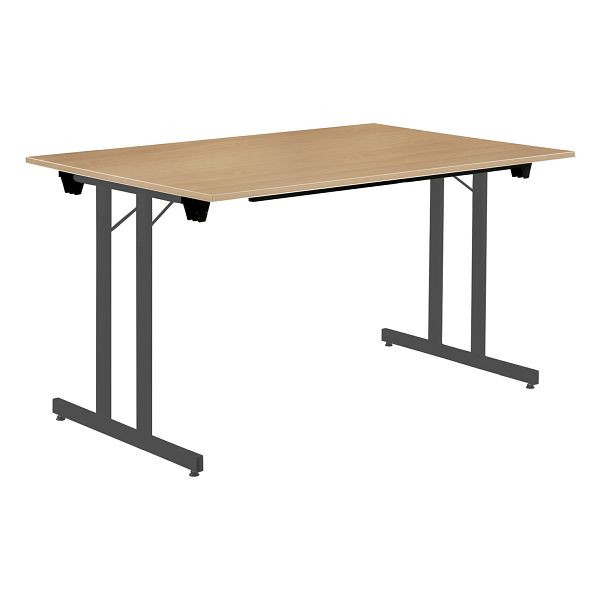 Bisley Klapptisch, rechteckig, Breite 1600 mm, Tiefe 800 mm, 19mm Tischstärke, 334 anthrazitgrau x BC buche, KT1608BC334