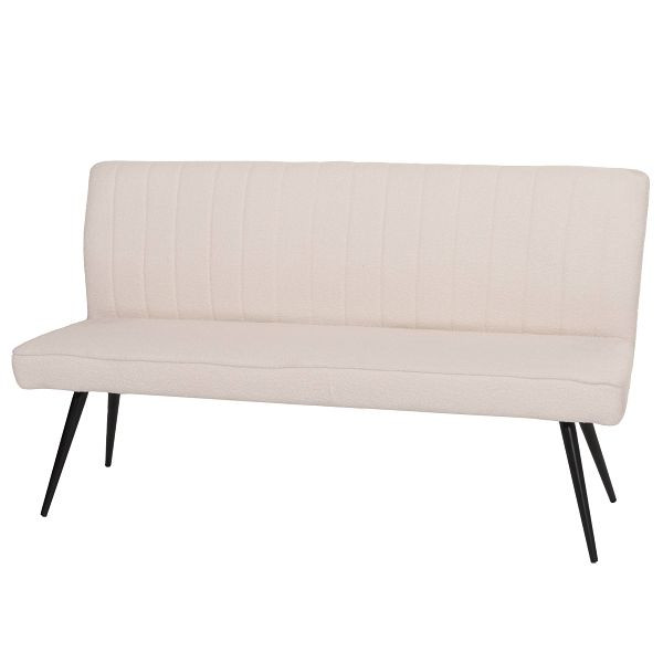 Mendler Sitzbank HWC-K16, Esszimmerbank Bank Polsterbank, Rückenlehne Stoff/Textil Bouclé Metall 160cm, creme-beige, 108194+108195