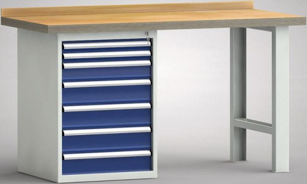 KLW Standard-Werkbank - 1500 x 700 x 840 mm L x T x H, links 2x50EA/100EA/2x125EA, WS515N-1500M40-E7024