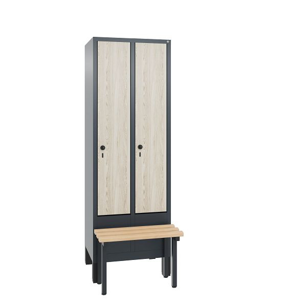 C+P Spind Evolo, 2 Abteile, H1850xB610xT815 mm, Anthrazit/MDF Esche, 48030-20 S10371