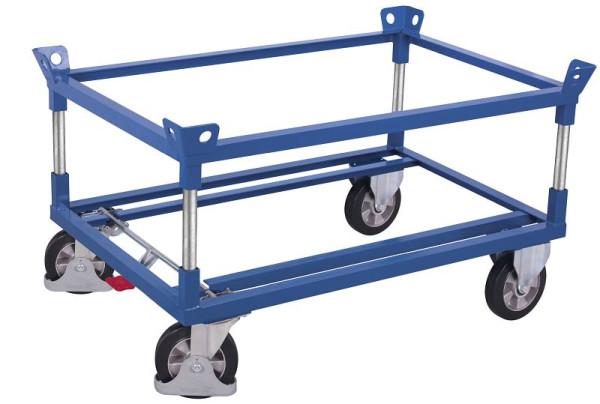 VARIOfit Fahrgestell mit 2 Winkelrahmen, Ladefläche: 810 x 610 mm, RAL 5010 enzianblau, Radsatz: Bereifung aus Elastikvollgummi, sw-870.115