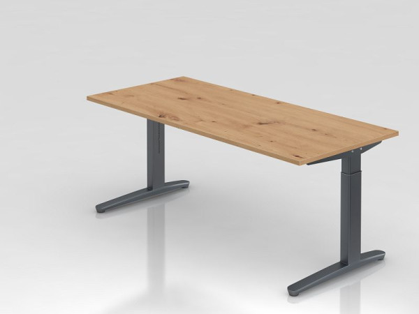 Hammerbacher Schreibtisch XB19, 180 x 80 cm, Platte: Asteiche, 25 mm dick, 2 mm ABS-Kante, Rechteckform, Graphit, VXB19/R/GG