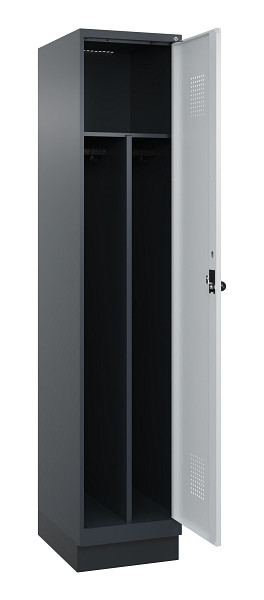 C+P Spind Evolo PLUS, mit Sockel, 1 Abteil, 1950x400x500mm, 7016/7035, Verschluss Drehriegel, 049020-12F S10017