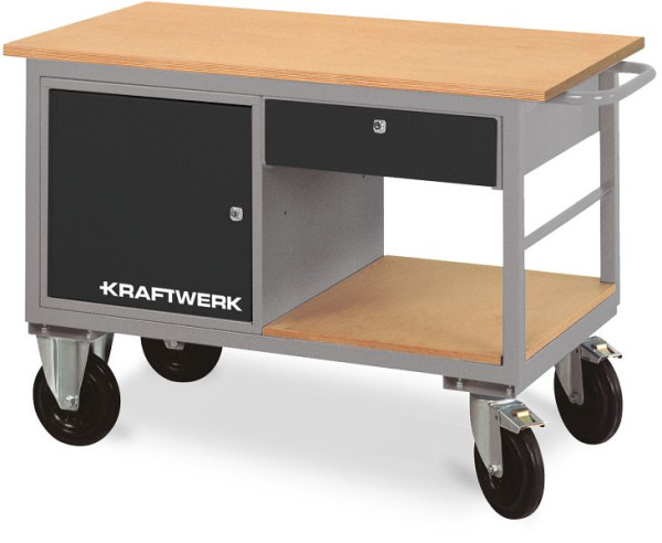 Kraftwerk Werkstattwagen mit 1 Schubladenbox, 1 Schublade und 1 Ablageboden, 835x1300x600 mm, 83 KG, 143.835.005