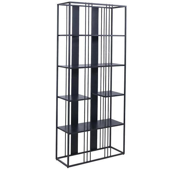 Mendler Regal HWC-P12, Bücherschrank Hochschrank, Industrial Metall Melamin MVG 180x80x31cm, schwarz, schwarz, 139628