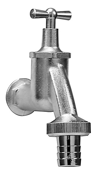 Benkiser Auslaufventil 3/4 Zoll mit Knebelgriff, Schlauchverschraubung 1 Zoll, matt verchromt, 7203492