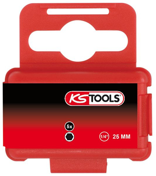 KS Tools 1/4" Bit Innensechskant, 25mm, 5/64", VE: 5 Stück, 911.3612