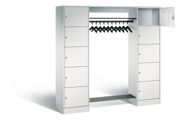 C+P Offene Garderobe Serie 8070, H1950xB1870xT480mm, Farbe: Lichtgrau, 82710-00 S10000