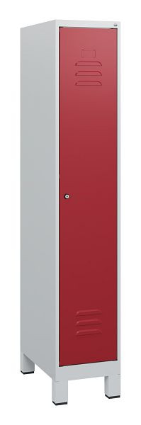 C+P Umkleidespind Classic PLUS, Füße, 1630x300x500mm, 7035/3003, Zylinderschloss, 0800105-10 S10016