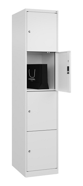 C+P Schließfachschrank Evolo PLUS, 4 Fächer, 1850x400x500mm, 9016/9016, 049000-124 S10020