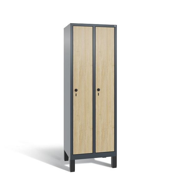 C+P Spind Evolo, 2 Abteile, H1850xB610xT500 mm, Anthrazit/HPL Eiche, 48010-20B S10054