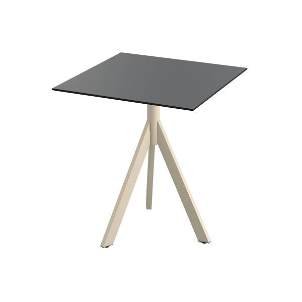 Feros Infinity Tripod Terrassentisch Sand frame + Schwarz HPL Tischplatte 70x70 cm, 140031077