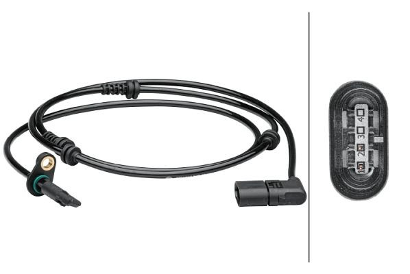 HELLA Sensor, Raddrehzahl, 4-polig, Vorderachse, Gesamtlänge: 1618mm, 6PU 012 679-461