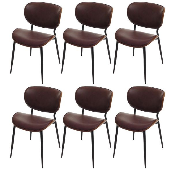 Mendler 6er-Set Esszimmerstuhl HWC-O45, Stuhl, Bugholz Kunstleder 280g/m² Öko-Tex FSC®, Walnuss-Optik, vintage braun, 3x118235
