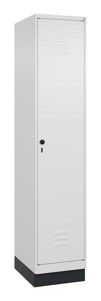 C+P Umkleidespind Classic PLUS mit Mitteltrennwand, Sockel, 1950x400x500mm, 9016/9016, Drehriegel, 080020-12F S10014