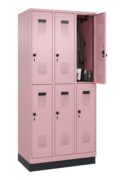 C+P Doppelstöckiger Spind Evolo PLUS, mit Sockel, 6 Fächer, 1950x900x500mm, 3015, Drehriegel, 049320-30 S10024