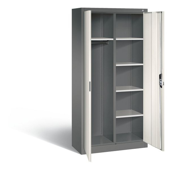 C+P Akten-/Garderobenschrank Acurado, H1950xB930xT400mm, Farbe: Vulkangrau / Perlweiß, Muldengriff, 5 OH, 9260-30 S10391