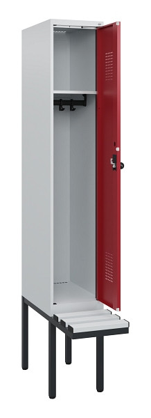 C+P Spind Evolo PLUS, 1 Abteil, 1950x300x815mm, 7035/3003, Drehriegel, Sitzfläche Kunststoff, 0490405-10 S10058