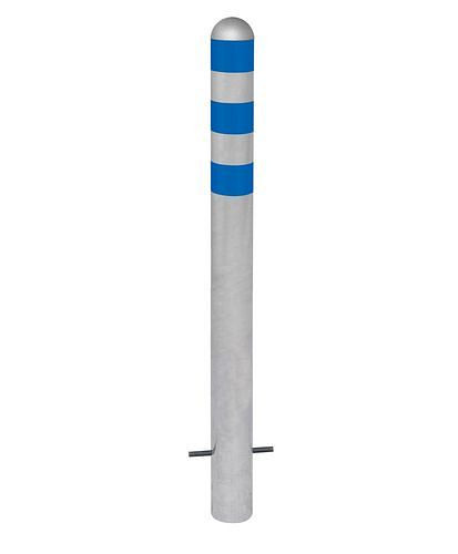 DENIOS Ladesäulen Rammschutz-Poller aus Stahl, H 800 mm, Ringe blau, zum Einbetonieren, 280374
