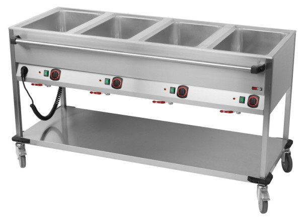A&S Gastro Bain-Marie-Wagen-Fahrbar 4x GN 1/1, 650x1300x900 mm, BMPD-4120