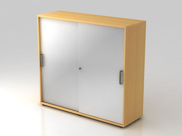 Hammerbacher Schiebetürschrank 3OH 120cm Streifengriff Buche/Silber, 120x40x110 cm (BxTxH), V1753S/6/S/SG