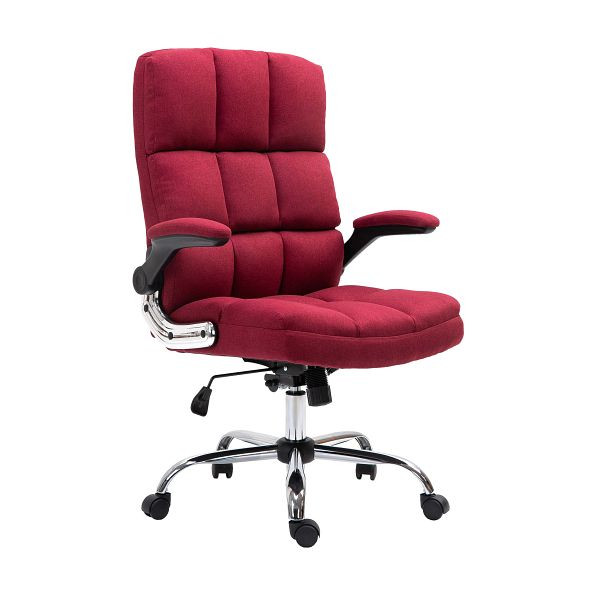 Mendler Bürostuhl HWC-J21, Chefsessel Drehstuhl Schreibtischstuhl, höhenverstellbar, Stoff/Textil weinrot, 75492