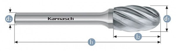 Karnasch Hartmetall-Frässtift unbeschichtet TRE/ HP-7 d1=8 / l2=15/ d2=6 / l1=60mm, VE: 2 Stück, 113045025