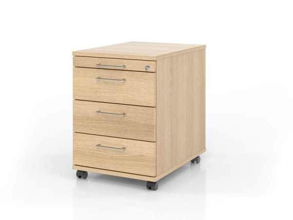 Hammerbacher Rollcontainer AC30 BS, 58er Tiefe, Korpus: Eiche / Front: Eiche, 42,8 x 58 x 59 cm, 1/3/3/3 HE, VAC30/E/E/BS
