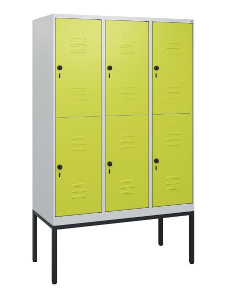 C+P Doppelstöckiger Spind Classic PLUS, Gestell, 3 Abteile, 1950x1200x500mm, 7035/0024, Drehriegel, 0803305-32 S10010