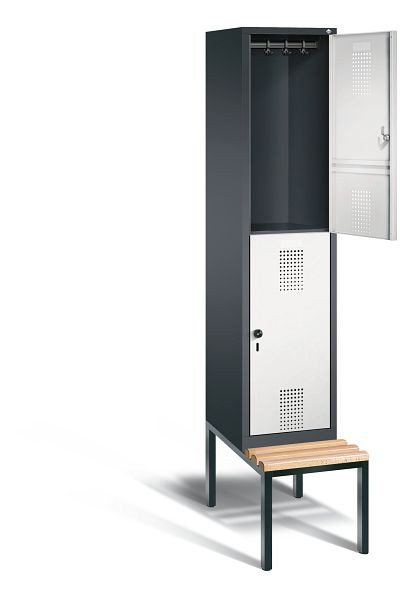 C+P Spind doppelstöckig Evolo, H2090xB420xT815mm, Farbe: Schwarzgrau / Lichtgrau, 48350-12 S10018