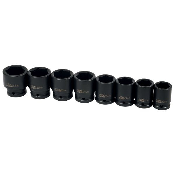 ELMAG Schlagnussen-Satz 3/4', 8-teilig, SW 26, 27, 29, 30, 32, 35, 36, 38 m, min Metallbox, 42901