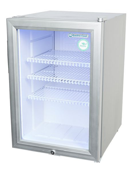 Gastro-Cool Kühlschrank - klein - Glastür - silber - LED - GCKW65, 204401
