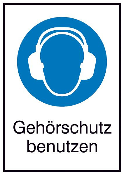 SafetyMarking Gebots-Kombischild, Gehörschutz benutzen, BxH 13,1x18,5 cm, Aluminium, 51.A7080