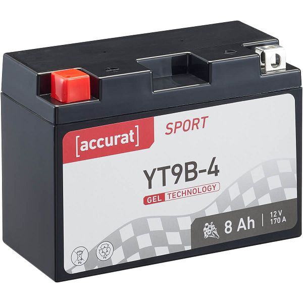 Accurat Sport GEL YT9B-4 Motorradbatterie 8Ah 12V 170A YT9B-BS, MBG-YT9B