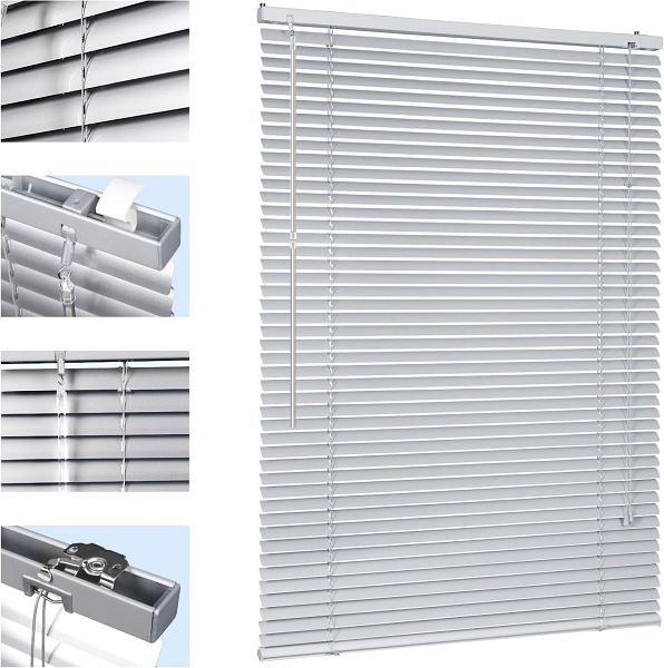 Sekey Klemmfix-Jalousie für Fenster freihängend, 25mm Alu-Lamellen, mit Bohren, inklusive Montagematerial, 60 x 130 cm, BL-9203