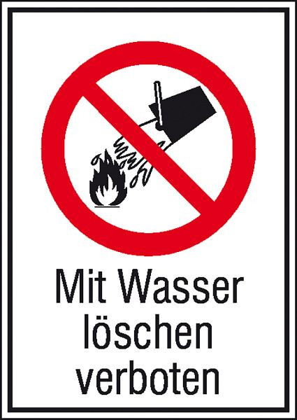 SafetyMarking Verbots-Kombischild, Mit Wasser löschen verboten, BxH 21x29,7 cm, Aluminium, 11.1110