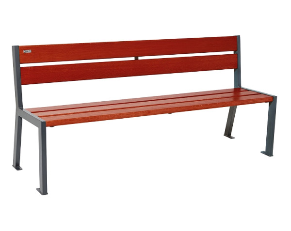 Procity Sitzbank Silaos 5 Holzlatten, 1800 mm, Ohne Armlehne, Holz & Stahl, Mahagoni/Procity Grau, 209502.GPRO.ACAJ
