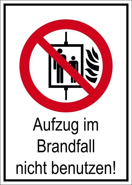 Eichner Verbotsschild "Aufzug im Brandfall nicht benutzen", B x H: 13,1 x 18,5 cm, PVC-Folie langnachleuchtend, HI 150, 9225-10821-013