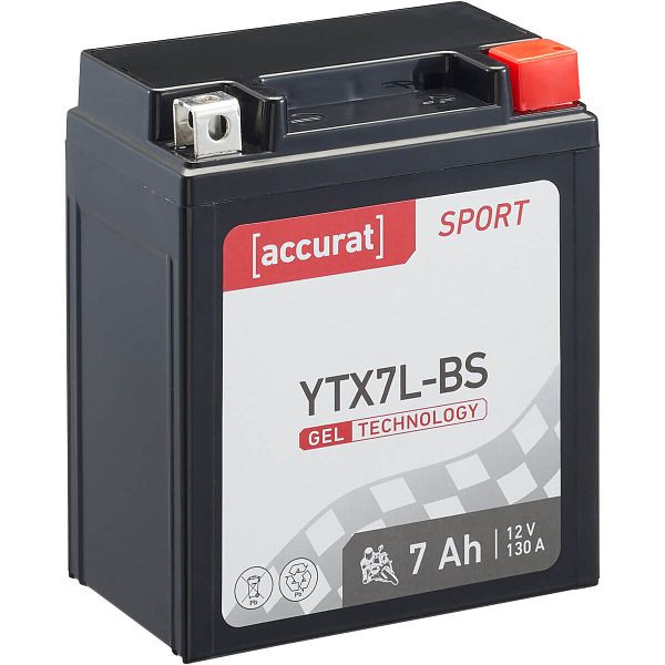 Accurat Sport GEL YTX7L-BS Motorradbatterie 7Ah 12V 130A, MBG-YTX7L