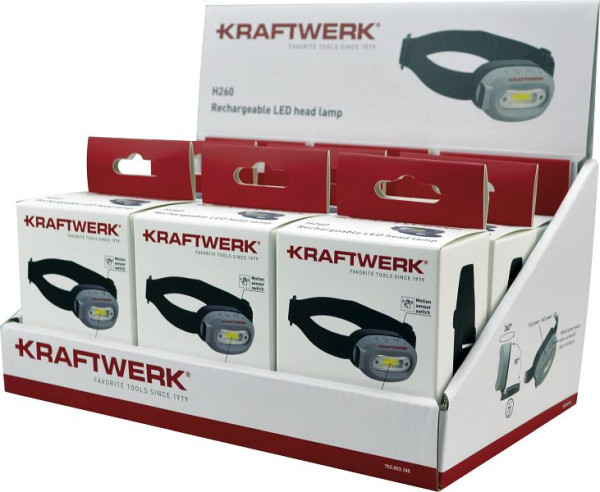 Kraftwerk Display mit LED Stirnlampe H260, 9 Stück, 702.003.100