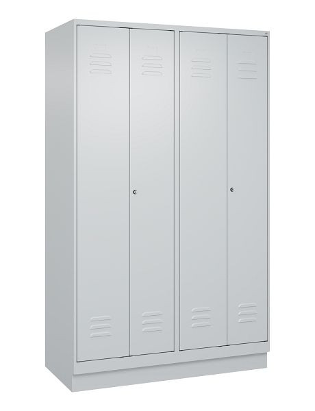 C+P Umkleidespind Classic PLUS, Doppel-Spind, Sockel, 4 Abteile, 1950x1200x500mm, 7035/7035, Zylinderschlösser, 080022-40P S10024