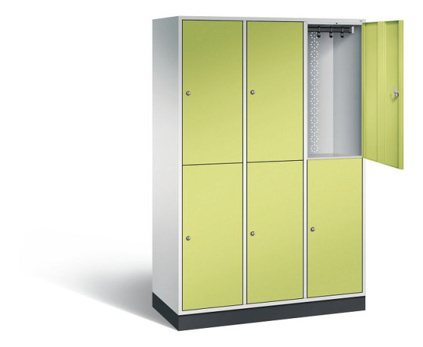 C+P Spind doppelstöckig XL Intro, H1950xB1220xT490mm, Farbe: Lichtgrau / Viridingrün, 8270-302 S10057