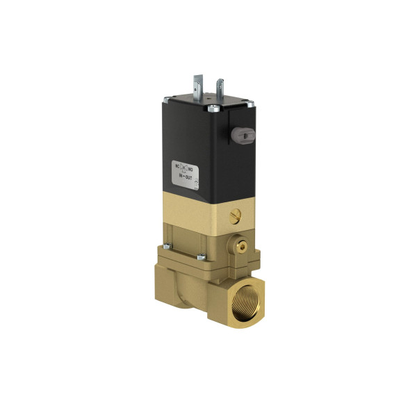 Riegler 2/2-Wege-Magnetventil, stromlos geschlossen, Messing, G 1/2, DN 13, PN 0,2-10, NBR, vorgesteuert 110V AC, 124889