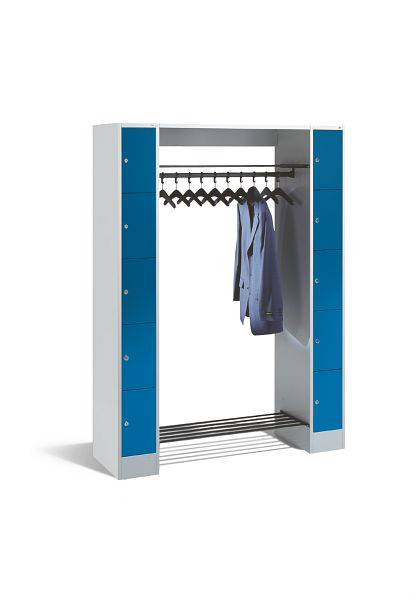 C+P Offene Garderobe Serie 8070, H1950xB1430xT480mm, Farbe: Lichtgrau / Fernblau, 80710-00 S10105
