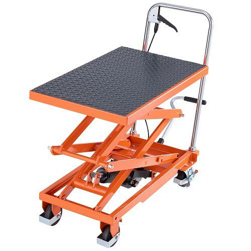 VEVOR Hydraulik-Hubtischwagen, 226,8 kg Tragkraft, 300-1200 mm Hubhöhe, Scherenhubwagen mit 4 Rädern, rutschfest, SJYYSJPTCCS4XKH5EV0