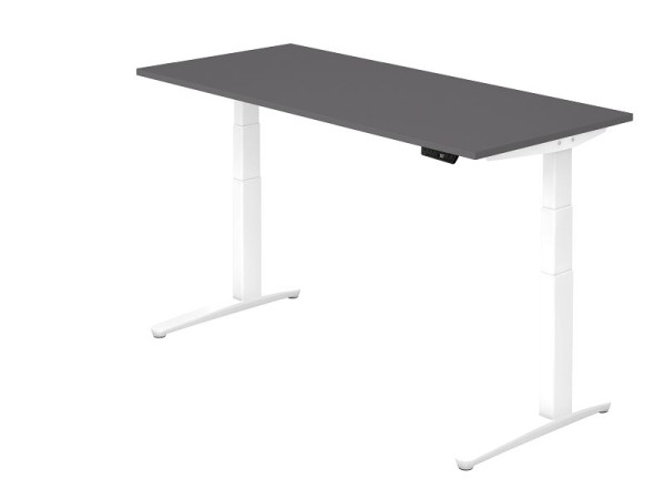 Hammerbacher Sitz-Steh-Schreibtisch elektrisch 180x80cm Graphit/Weiß, Rechteckform, VXBHM19/G/WW