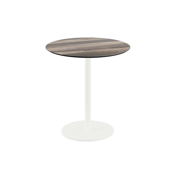 Feros Urban Terrassentisch Weiß gestell + Tropical Wood HPL Ø70 cm, 130021270