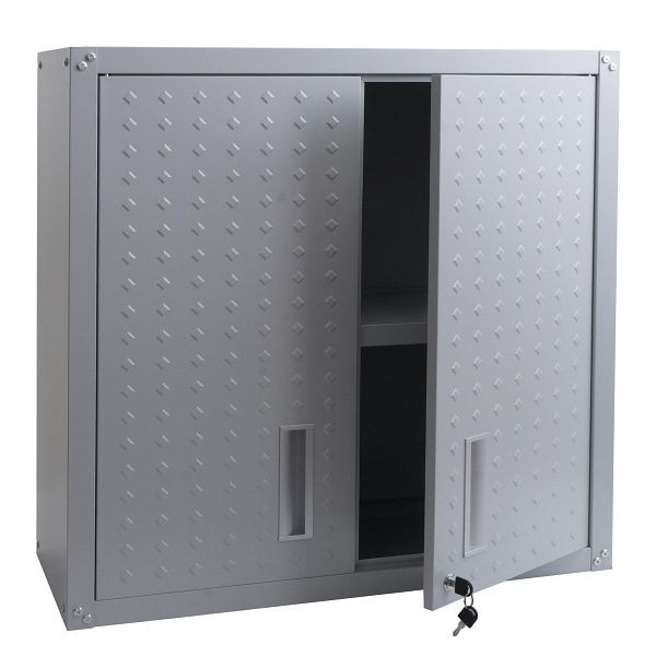 Mendler Hängeschrank HWC-O52, Wandschrank Lagerschrank Bücherschrank, abschließbar Stahl 77x77x31cm, hellgrau, 122142