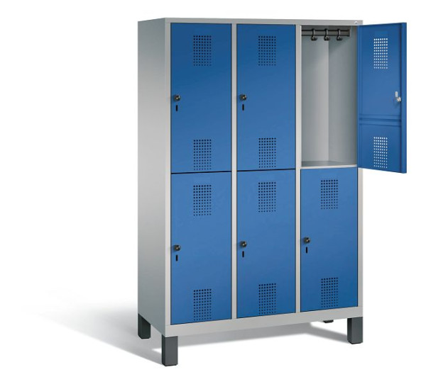 C+P Spind doppelstöckig Evolo, H1850xB1200xT500mm, Farbe: Weißaluminium / Enzianblau, 48310-32 S10294