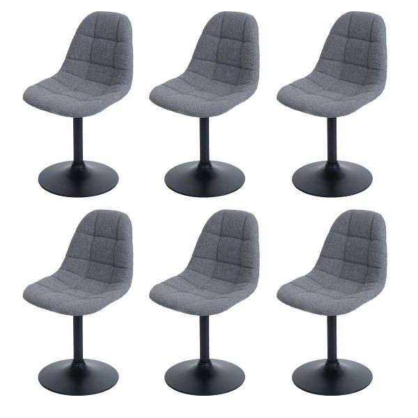 Mendler 6er-Set Esszimmerstuhl HWC-A60, Küchenstuhl Stuhl Drehstuhl, Stahl FSC® Stoff/Textil Bouclé (450g/m²), dunkelgrau, 3x108846